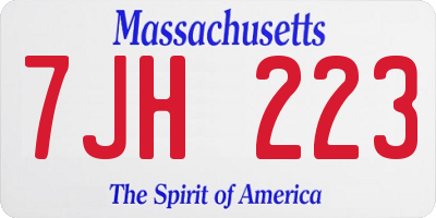 MA license plate 7JH223