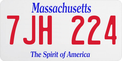 MA license plate 7JH224