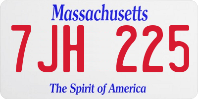 MA license plate 7JH225