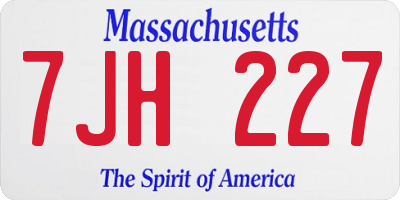 MA license plate 7JH227