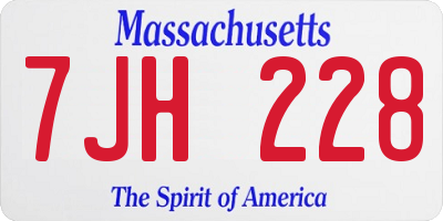 MA license plate 7JH228