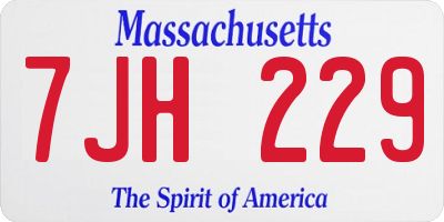 MA license plate 7JH229