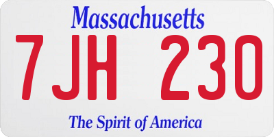 MA license plate 7JH230