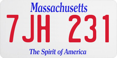 MA license plate 7JH231
