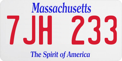 MA license plate 7JH233