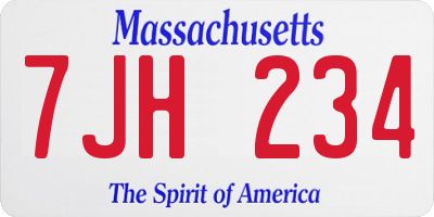 MA license plate 7JH234