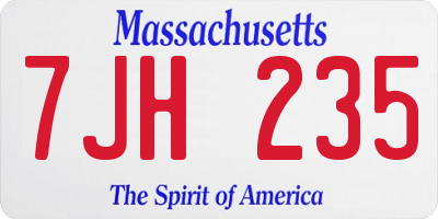 MA license plate 7JH235