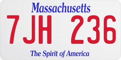 MA license plate 7JH236