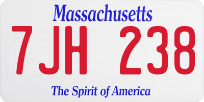 MA license plate 7JH238
