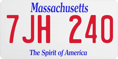 MA license plate 7JH240