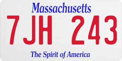 MA license plate 7JH243