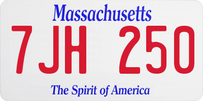 MA license plate 7JH250