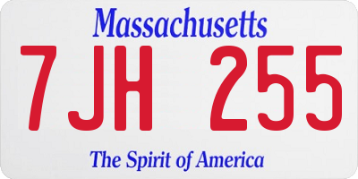 MA license plate 7JH255