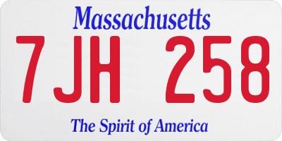 MA license plate 7JH258