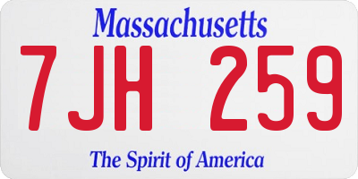 MA license plate 7JH259
