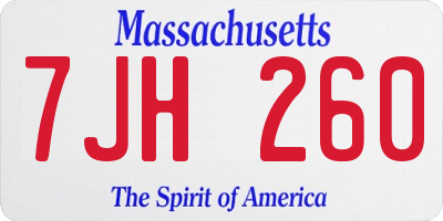 MA license plate 7JH260