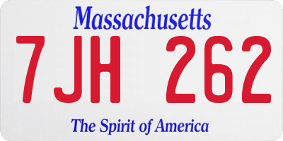 MA license plate 7JH262