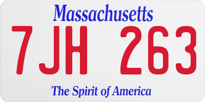 MA license plate 7JH263