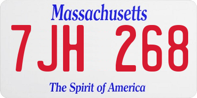 MA license plate 7JH268