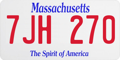 MA license plate 7JH270