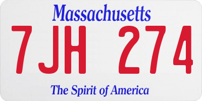 MA license plate 7JH274