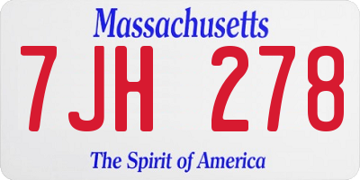 MA license plate 7JH278