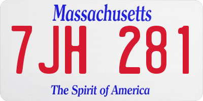 MA license plate 7JH281