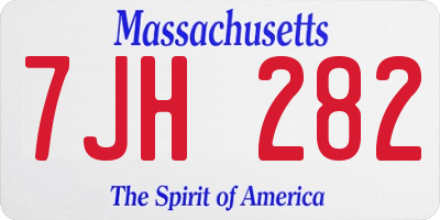 MA license plate 7JH282