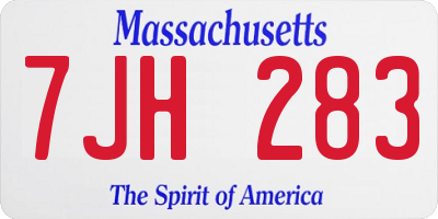 MA license plate 7JH283
