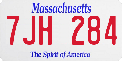 MA license plate 7JH284