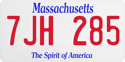 MA license plate 7JH285