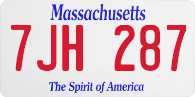 MA license plate 7JH287