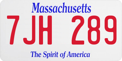 MA license plate 7JH289