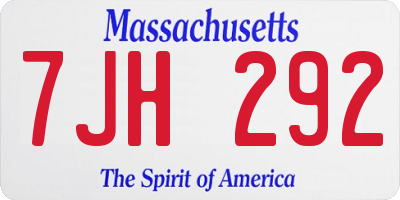 MA license plate 7JH292