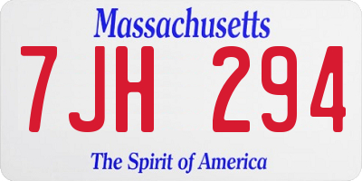 MA license plate 7JH294