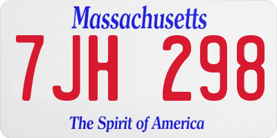 MA license plate 7JH298