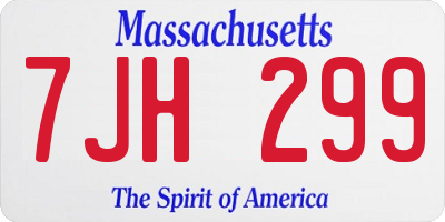 MA license plate 7JH299