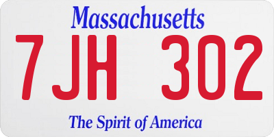MA license plate 7JH302