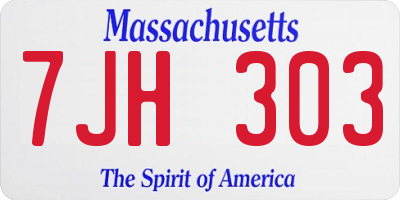 MA license plate 7JH303
