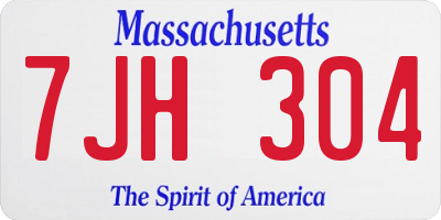 MA license plate 7JH304