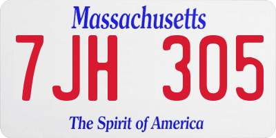 MA license plate 7JH305