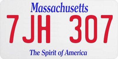 MA license plate 7JH307