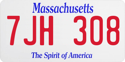 MA license plate 7JH308