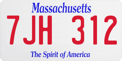 MA license plate 7JH312