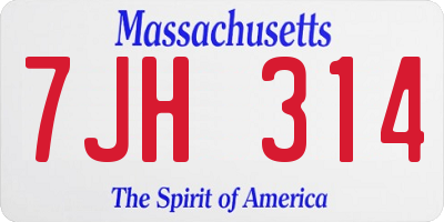 MA license plate 7JH314