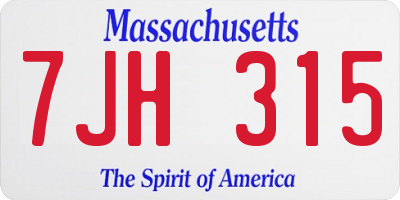 MA license plate 7JH315
