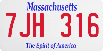 MA license plate 7JH316
