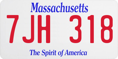 MA license plate 7JH318