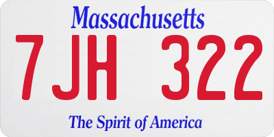 MA license plate 7JH322
