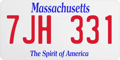 MA license plate 7JH331